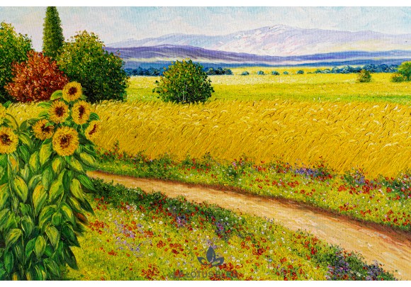 Tranh sơn dầu về cánh đồng hoa mặt trời
